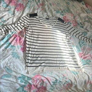 Well loved Striped Long Sleeve Top with Black Accents
